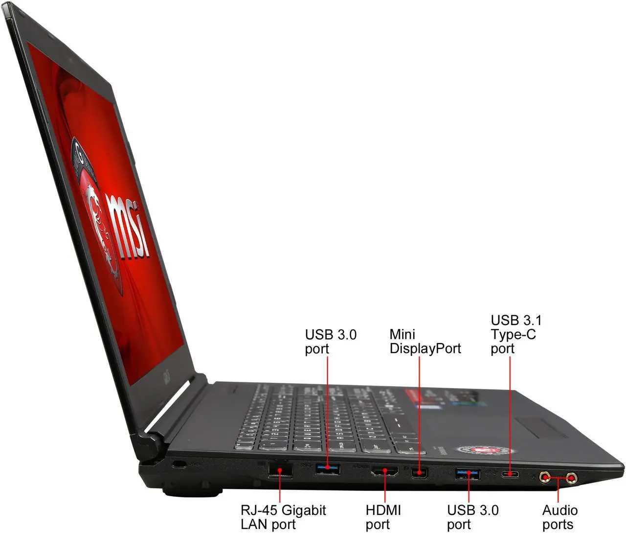 Alt view image 5 of 8 - MSI GP Series - 15.6" GeForce GTX 1060 - Intel Core i7-7700HQ - 16GB Memory - 256 GB SSD - Windows 10 Home 64-Bit - Gaming Laptop - (GP62MVRX Leopard Pro-661 )
