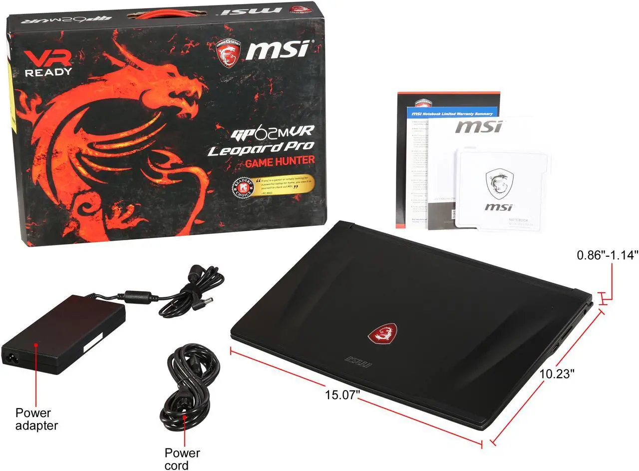 Alt view image 9 of 8 - MSI GP Series - 15.6" GeForce GTX 1060 - Intel Core i7-7700HQ - 16GB Memory - 256 GB SSD - Windows 10 Home 64-Bit - Gaming Laptop - (GP62MVRX Leopard Pro-661 )