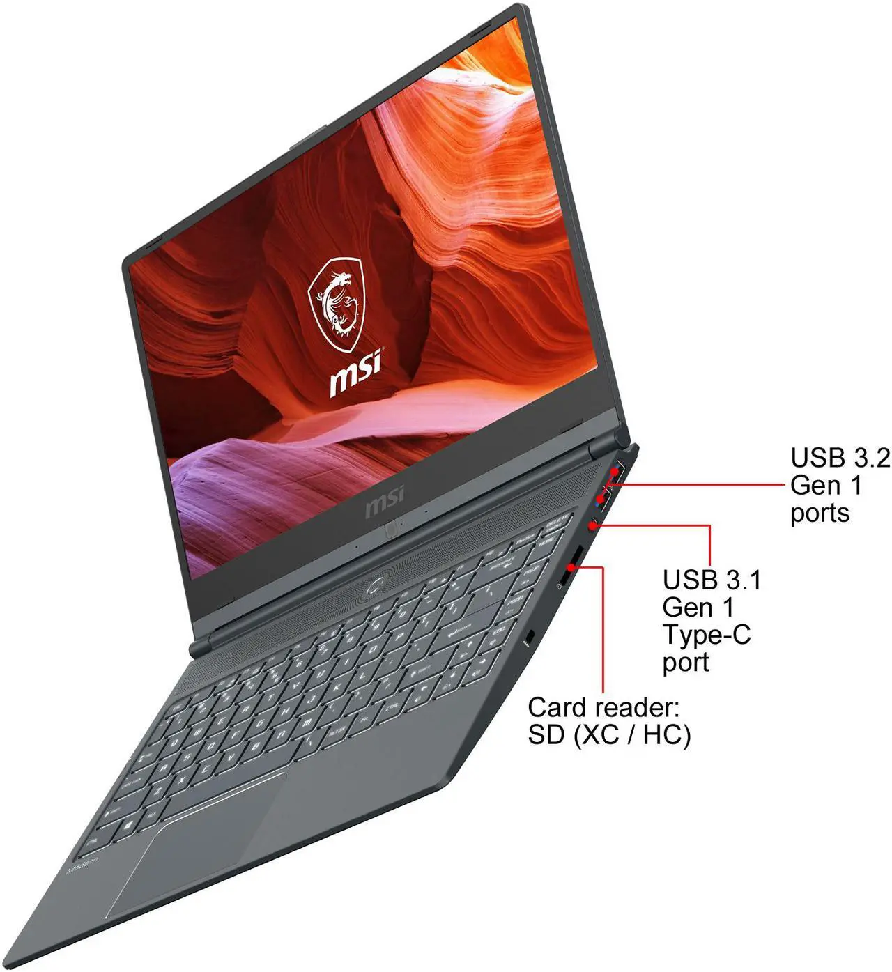 Alt view image 4 of 6 - MSI Laptop Modern 14 A10M-460 Intel Core i5 10th Gen 10210U (1.60 GHz) 8 GB Memory 512 GB NVMe SSD 14.0" Windows 10 Home 64-bit