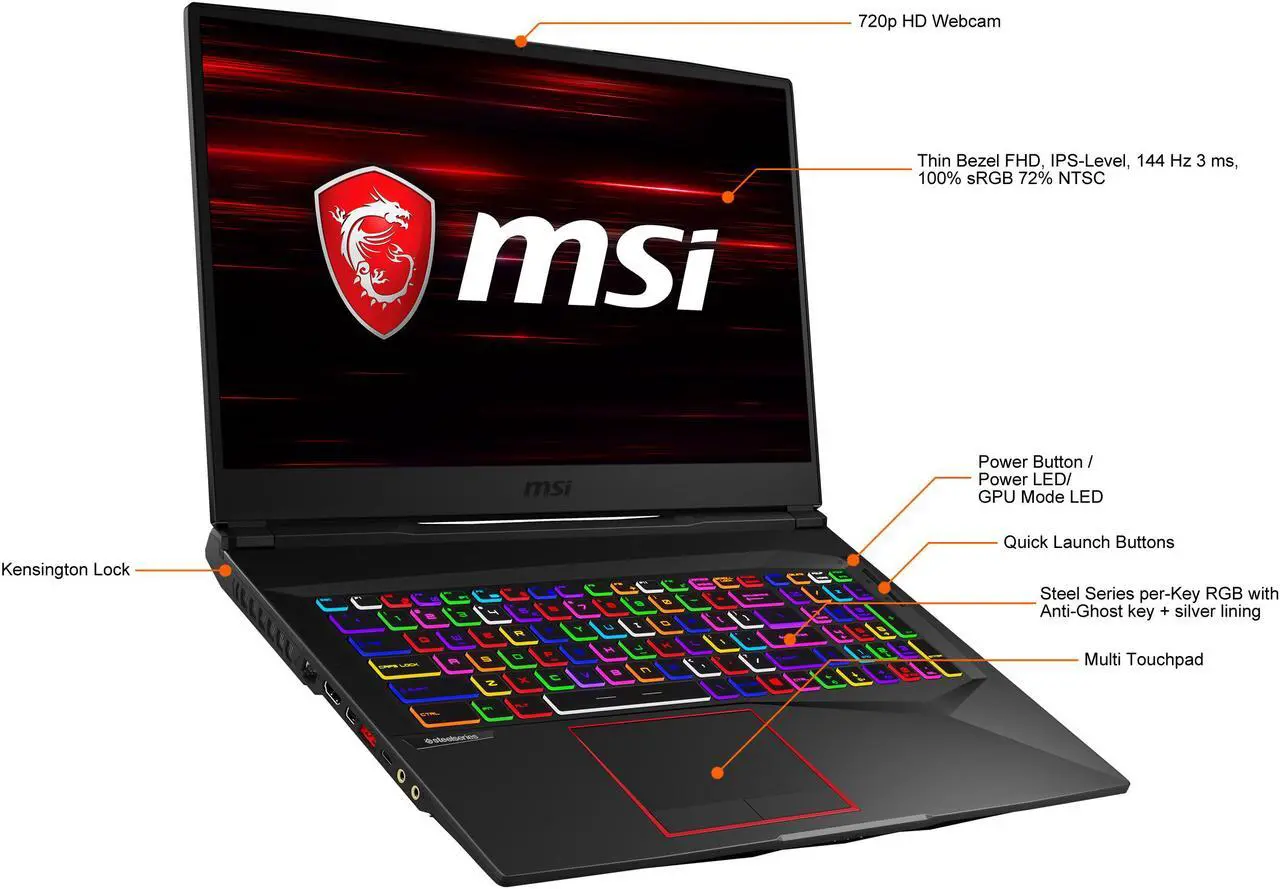 Alt view image 5 of 13 - MSI GE75 Raider 10SE-482 - 17.3" 144 Hz - Intel Core i7-10750H - NVIDIA GeForce RTX 2060 - 16 GB Memory - 512 GB SSD + 1 TB HDD - Windows 10 Pro - Gaming Laptop