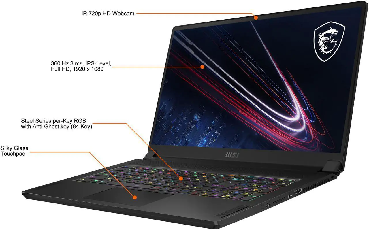 Alt view image 4 of 20 - MSI GS Series GS76 Stealth 11UH-029 17.3" 300 Hz IPS Intel Core i7 11th Gen 11800H (2.30 GHz) NVIDIA GeForce RTX 3080 Laptop GPU 32 GB Memory 1 TB NVMe SSD Windows 10 Pro 64-bit Gaming Laptop