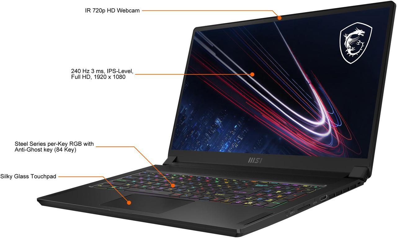 Alt view image 4 of 20 - MSI GS Series - 17.3" GeForce RTX 3060 Laptop GPU - Intel Core i7-11800H  - 16GB Memory - 512 GB NVMe SSD - Windows 10 Pro 64-bit - Gaming Laptop - 240 Hz IPS (GS76 Stealth 11UE-221 )