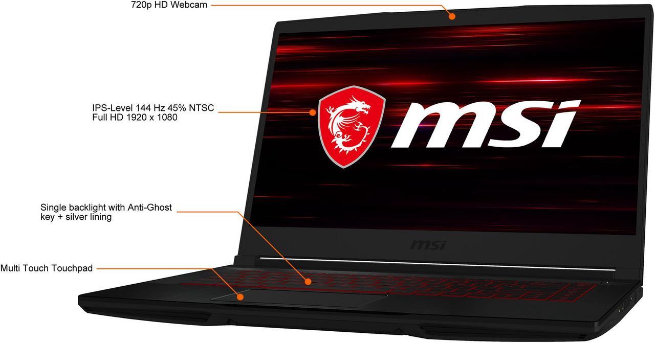 Alt view image 3 of 20 - MSI GF Series - 15.6" GeForce RTX 3050 Laptop GPU - Intel Core i7-10750H  - 8GB Memory - 512 GB NVMe SSD - Windows 10 Home 64-bit - Gaming Laptop - 144 Hz IPS (GF63 Thin 10UC-439 )