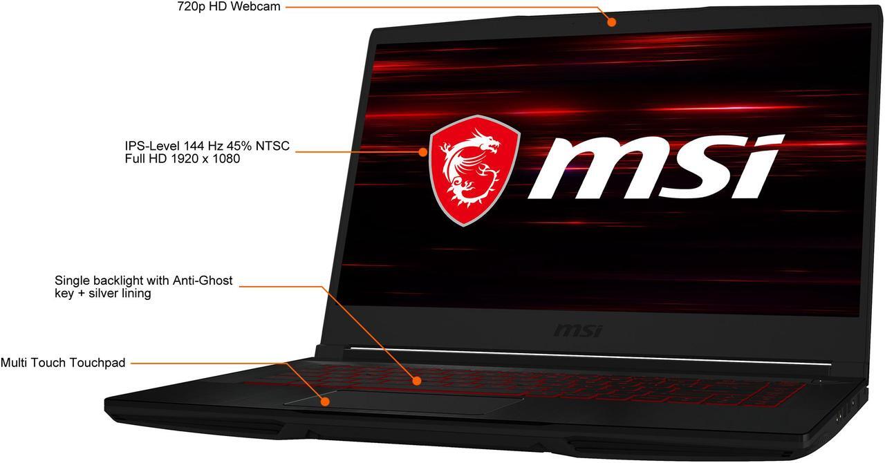 Alt view image 3 of 20 - MSI GF Series - 15.6" GeForce RTX 3050 Laptop GPU - Intel Core i5-10500H  - 8GB Memory - 256 GB NVMe SSD - Windows 10 Home 64-bit - Gaming Laptop - 144 Hz IPS (GF63 Thin 10UC-440 )