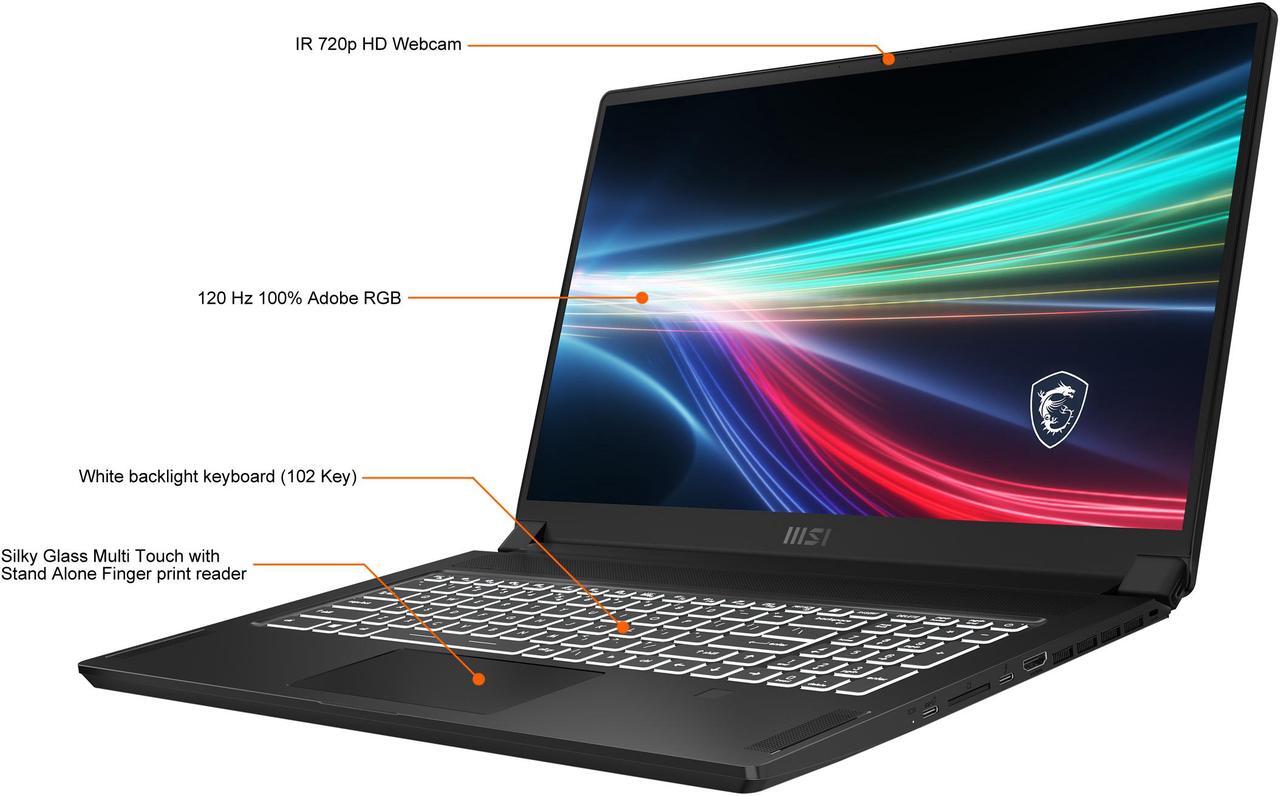 Alt view image 4 of 20 - MSI Laptop Intel Core i7-11800H 16GB Memory 512 GB NVMe SSD GeForce RTX 3060 Laptop GPU 17.3" 4K / UHD Non-Touch Screen Windows 10 Home 64-bit Creator 17 B11UE-471