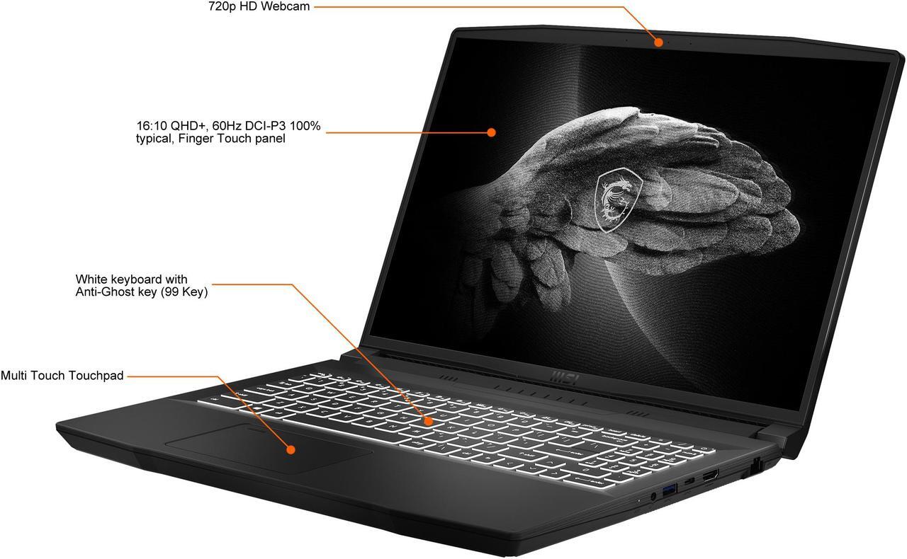 Alt view image 3 of 18 - MSI Laptop Intel Core i7-11800H 32GB Memory 1 TB NVMe SSD GeForce RTX 3050 Ti Laptop GPU 16.0" Non-Touch Screen Windows 10 Pro 64-bit Creator M16 A11UD-670