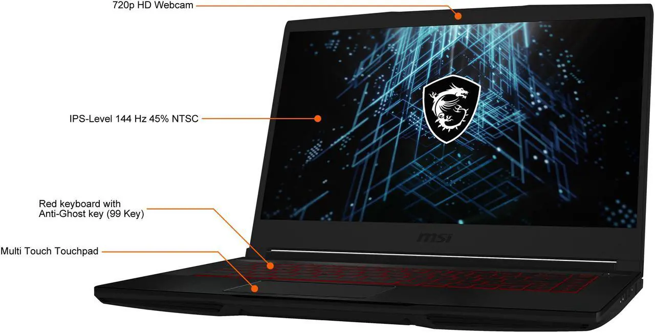 Alt view image 4 of 20 - MSI GF Series - 15.6" GeForce RTX 3050 Ti Laptop GPU - Intel Core i5-11400H  - 16GB Memory - 512 GB NVMe SSD - Windows 11 Home - Gaming Laptop - 144 Hz IPS (GF63 Thin 11UD-261 )