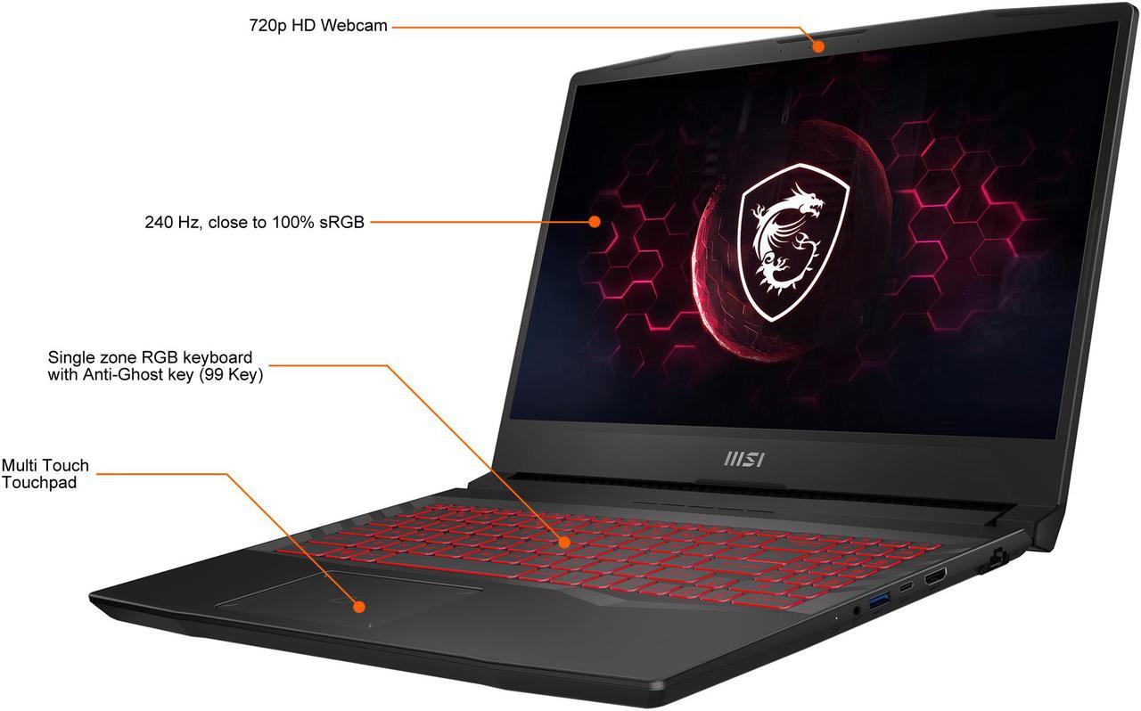 Alt view image 8 of 20 - MSI GL Series - 15.6" 240 Hz - Intel Core i9 12th Gen 12900H (2.50GHz) - NVIDIA GeForce RTX 3060 Laptop GPU - 16 GB DDR4 - 512 GB PCIe SSD - Windows 11 Home 64-bit - Gaming Laptop (Pulse GL66 12UEK-417CA )