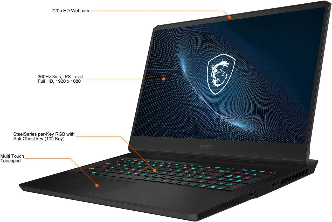 Alt view image 4 of 20 - MSI GP Series - 17.3" GeForce RTX 3060 Laptop GPU - Intel Core i7-12700H  - 16GB Memory - 1TB NVMe SSD - Windows 11 Home 64-bit - Gaming Laptop - 360 Hz IPS (Vector GP76 12UE-270 )