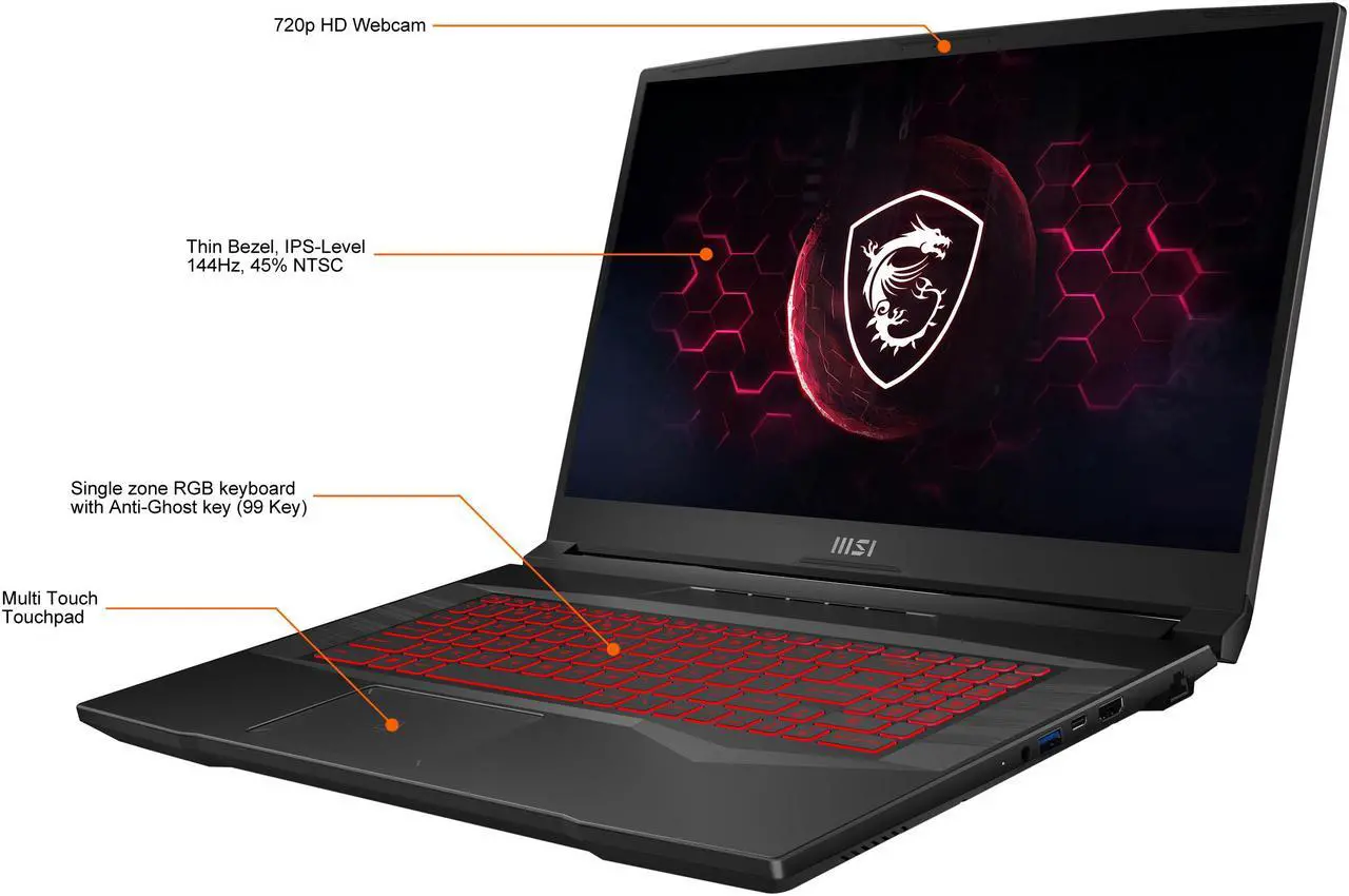 Alt view image 4 of 20 - MSI GL Series - 17.3" GeForce RTX 3060 Laptop GPU - Intel Core i7-12700H  - 16GB Memory - 512GB NVMe SSD - Windows 11 Home 64-bit - Gaming Laptop - 144 Hz IPS (Pulse GL76 12UEK-052 )