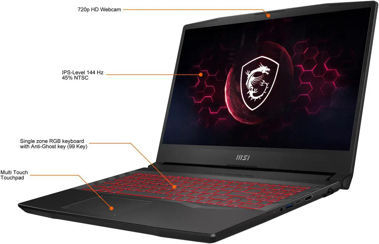 Alt view image 4 of 20 - MSI GL Series - 15.6" GeForce RTX 3060 Laptop GPU - Intel Core i7-12700H  - 16GB Memory - 512GB NVMe SSD - Windows 11 Home 64-bit - Gaming Laptop - 144 Hz IPS (Pulse GL66 12UEK-070 )