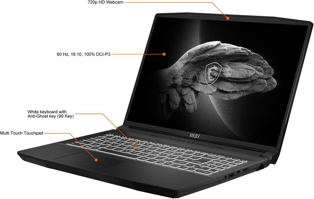 Alt view image 4 of 20 - MSI Laptop Creator M16 Intel Core i7 12th Gen 12700H (2.30GHz) 16GB Memory 512 GB NVMe SSD NVIDIA GeForce RTX 3060 Laptop GPU 16.0" Windows 11 Home 64-bit A12UE-631