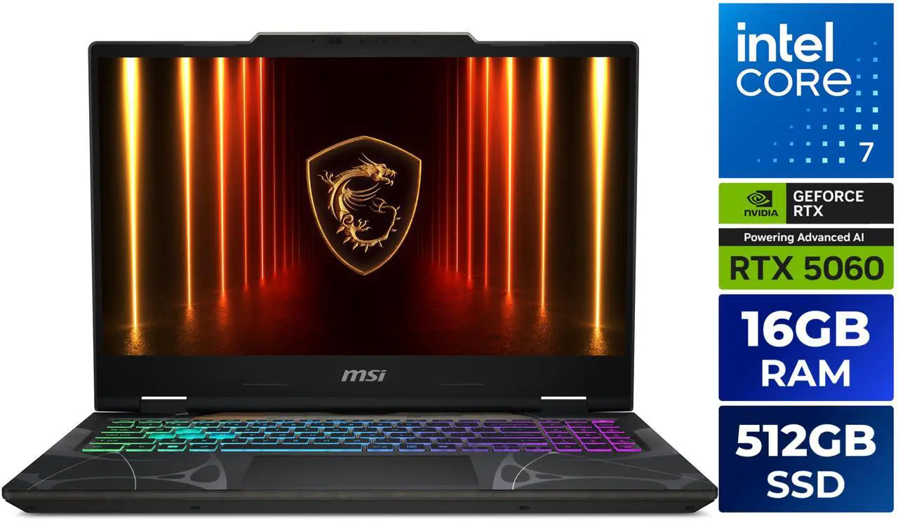 Main image of MSI Cyborg15 - 15.6" GeForce RTX 5060 Laptop GPU - Intel Core 7-240H(1.80-5.20 GHz) - 16GB Memory - 512 GB NVMe SSD - Windows 11 Home Gaming Laptops - 144 Hz IPS (Cyborg 15 B2RWFKG-259US )