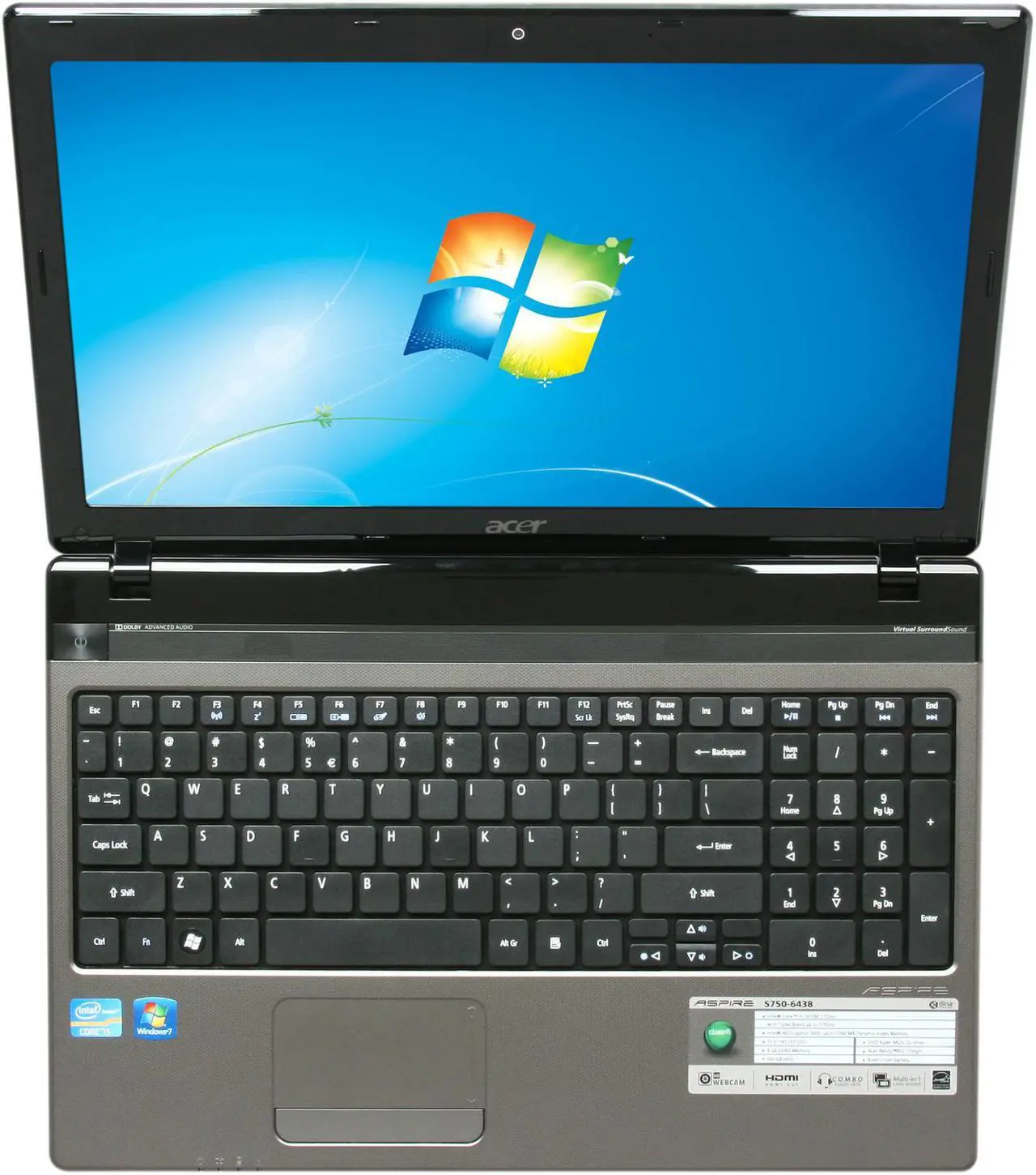 Alt view image 6 of 8 - Acer Laptop Aspire Intel Core i5-2410M 4GB Memory 500GB HDD Intel HD Graphics 3000 15.6" Windows 7 Home Premium 64-bit AS5750-6438