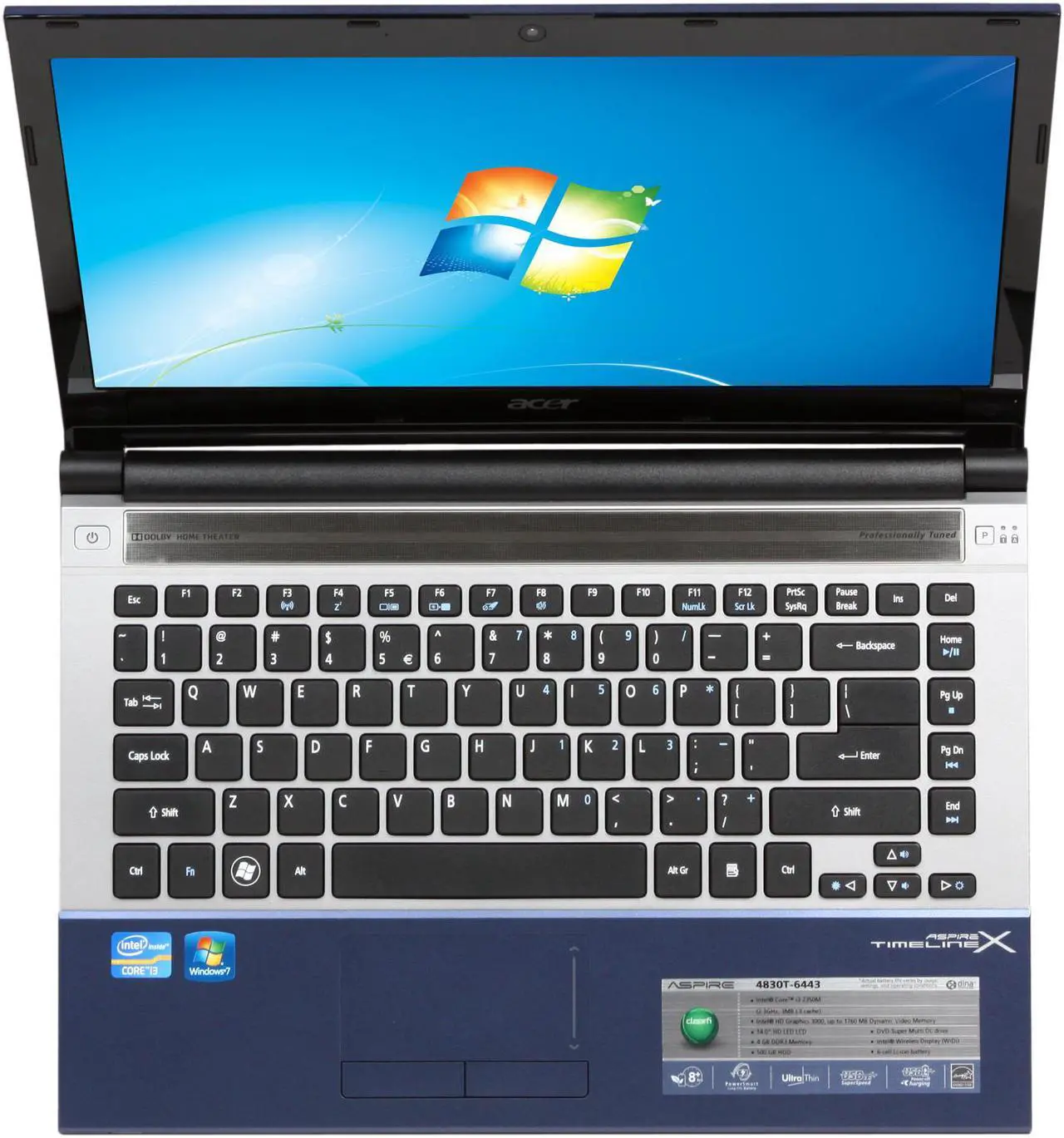 Alt view image 6 of 8 - Acer Laptop Aspire Intel Core i3-2350M 4GB Memory 500GB HDD Intel HD Graphics 3000 14.0" Windows 7 Home Premium 64-Bit AS4830T-6443