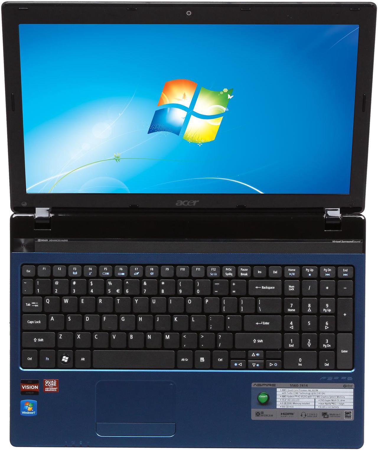 Alt view image 6 of 8 - Acer Laptop Aspire AMD A6-3420M 4GB Memory 500GB HDD AMD Radeon HD 6520G 15.6" Windows 7 Home Premium 64-Bit A5560-7414