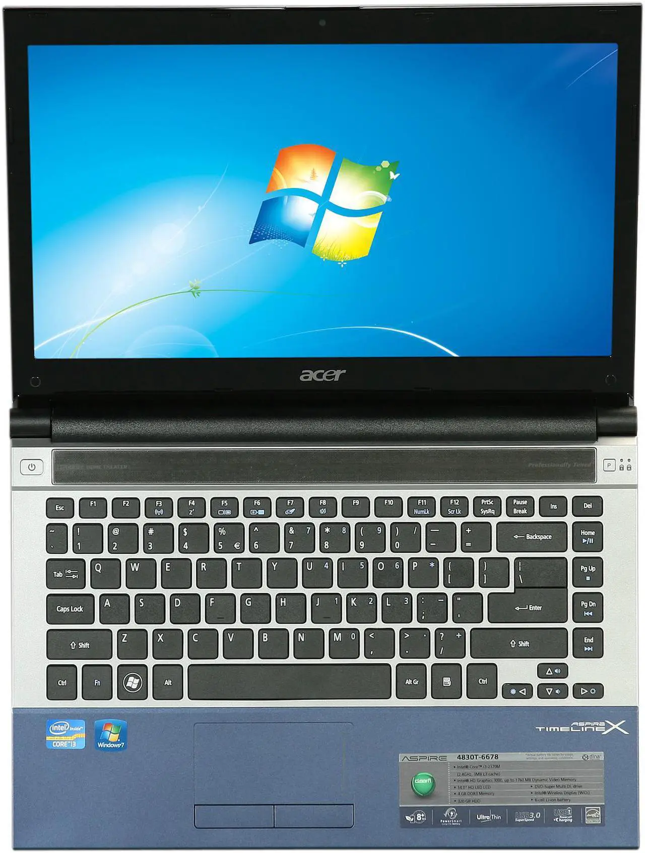 Alt view image 6 of 8 - Acer Laptop Aspire Intel Core i3-2370M 4GB Memory 320GB HDD Intel HD Graphics 3000 14.0" Windows 7 Home Premium 64-Bit AS4830T-6678