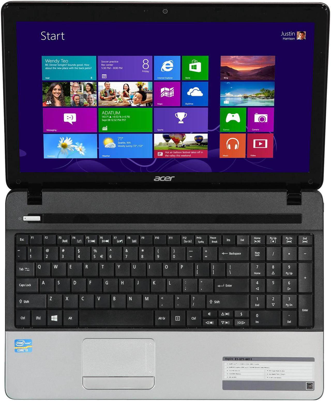 Alt view image 6 of 8 - Acer Laptop Aspire Intel Core i3-2328M 4GB Memory 500GB HDD Intel HD Graphics 3000 15.6" Windows 8 64-Bit E1-571-6811