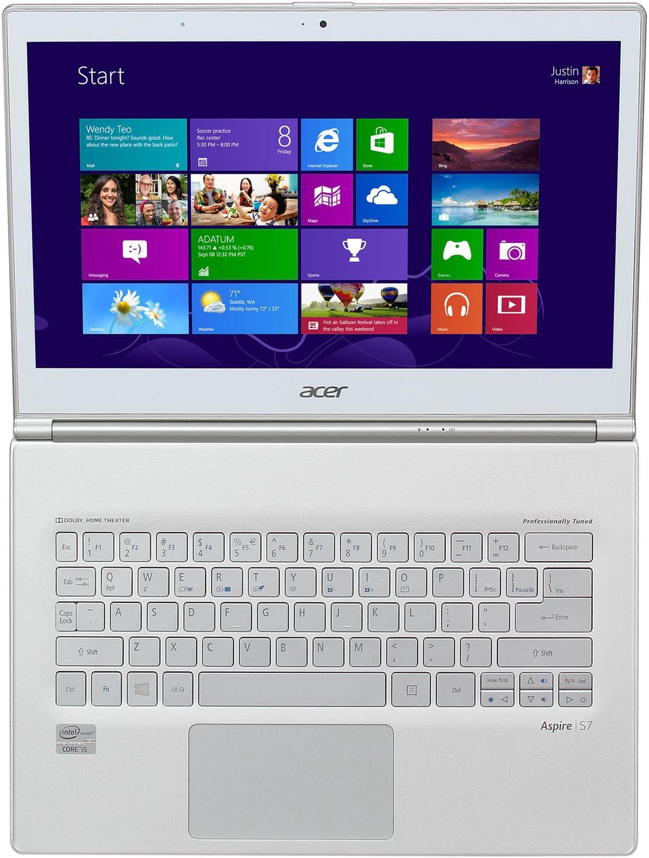 Alt view image 6 of 8 - Acer Aspire S7 Intel Core i5 4GB 128GB SSD 13.3" FHD Convertible Touchscreen Ultrabook (S7-391-6810)