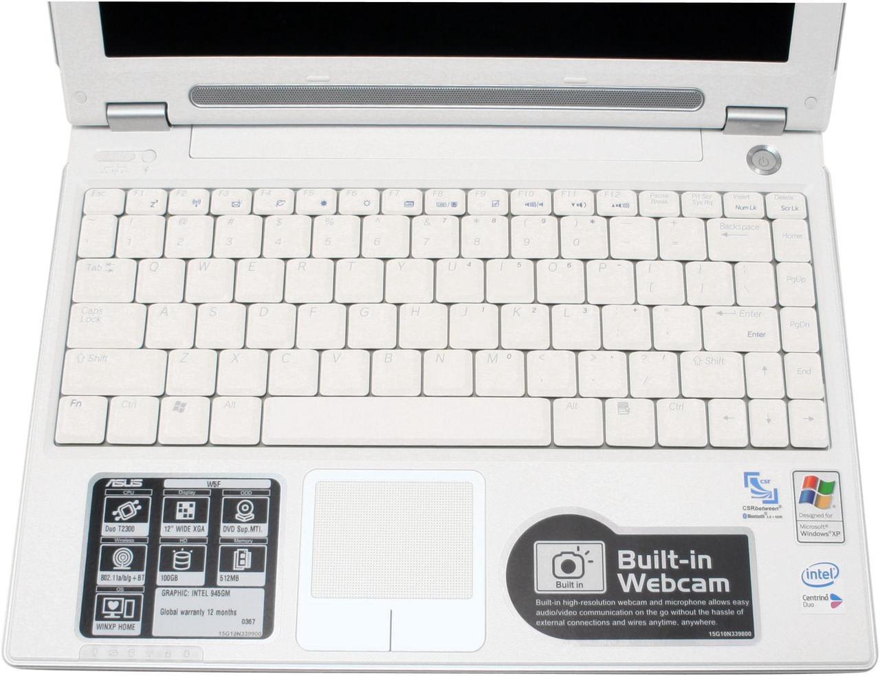 Alt view image 5 of 20 - ASUS Laptop W5 Series Intel Core Duo T2300 512MB Memory 100GB HDD Intel GMA 950 12.1" Windows XP Home W5F-G013H