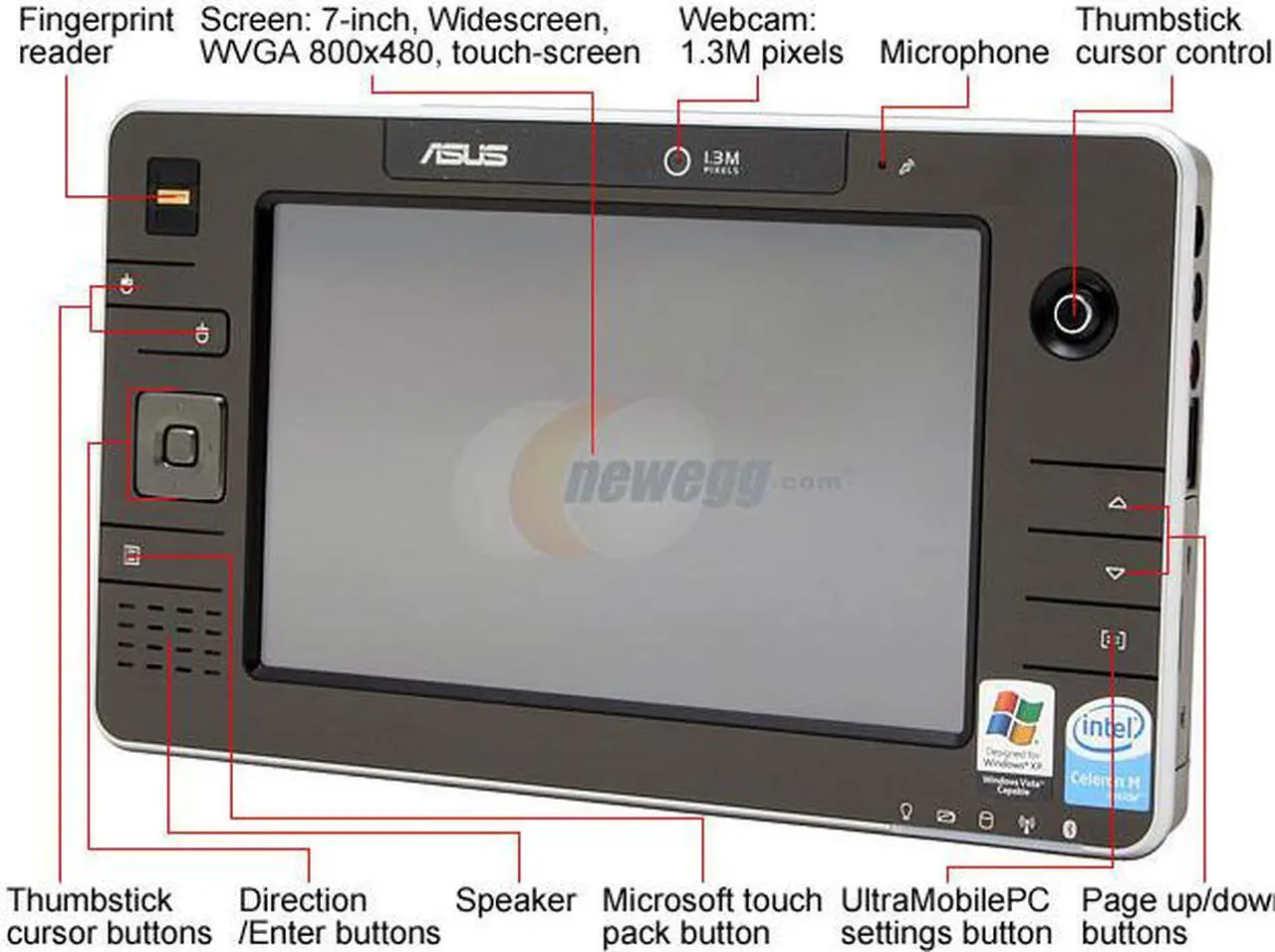 Alt view image 2 of 18 - ASUS R2H-BH059T 768MB Memory 7.0" 800 x 480 Ultra-Mobile PC Windows XP Tablet PC Edition