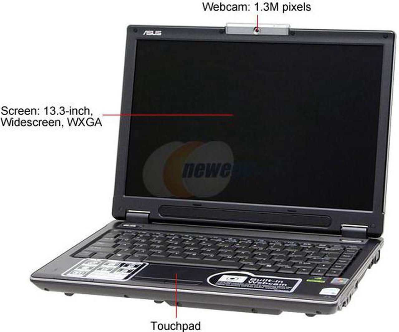 Alt view image 2 of 19 - ASUS Laptop W7 Series Intel Core 2 Duo T5500 1GB Memory 100GB HDD NVIDIA GeForce Go 7400 13.3" Windows XP Professional W7J-3P076P