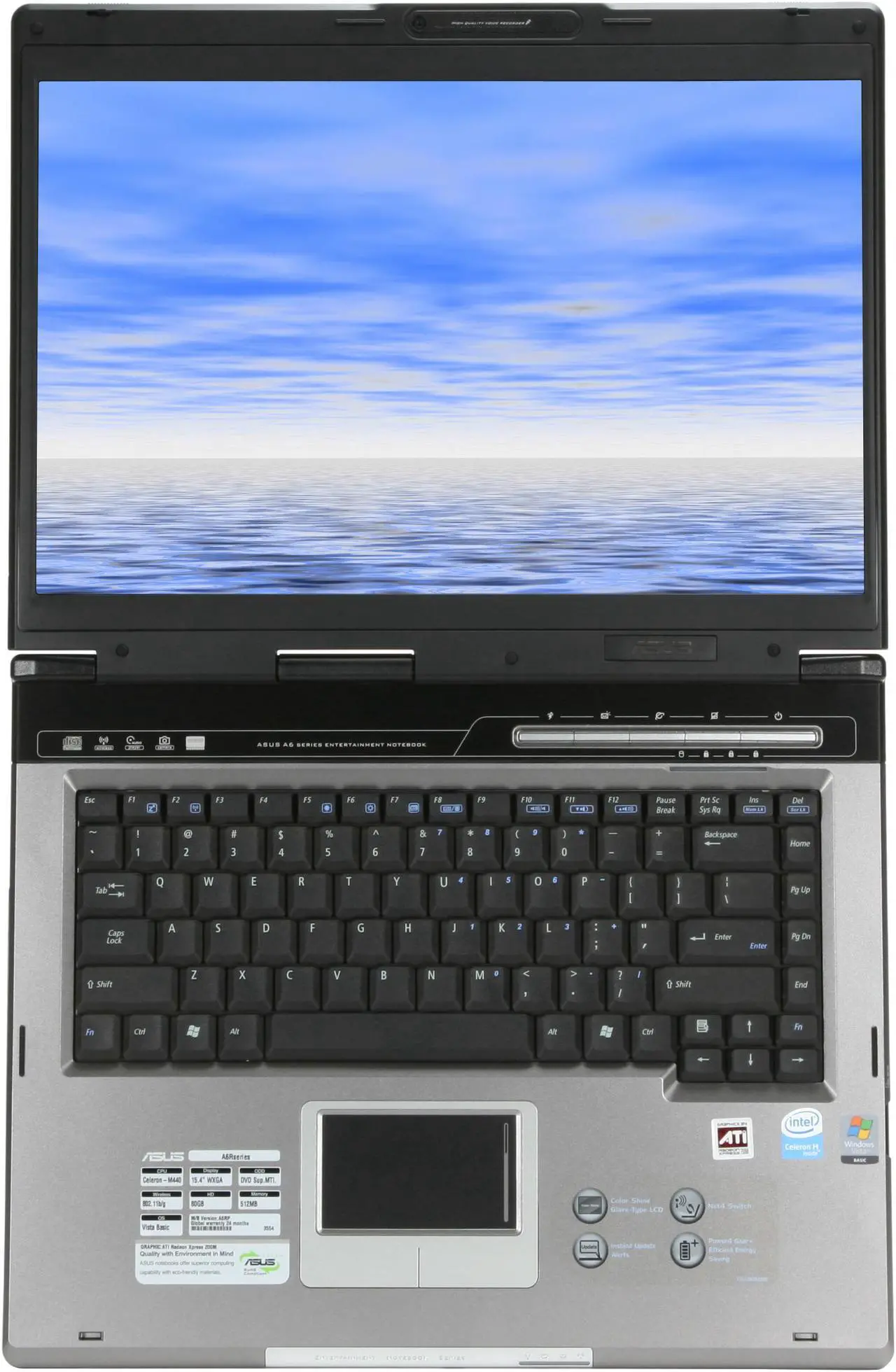 Alt view image 14 of 15 - ASUS Laptop A6 Series Intel Celeron M 440 512MB Memory 80GB HDD ATI Radeon Xpress 200M IGP 15.4" Windows Vista Home Basic A6RP-AP067A