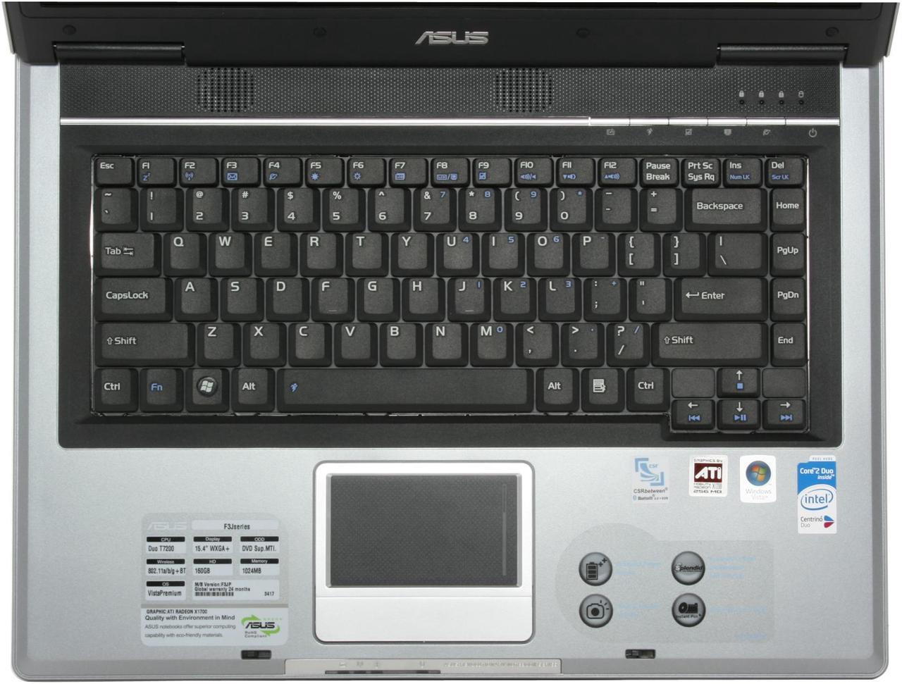 Alt view image 5 of 18 - ASUS Laptop F3 Series Intel Core 2 Duo T7200 1GB Memory 160GB HDD ATI Mobility Radeon X1700 15.4" Windows Vista Home Premium F3JP-AS096C