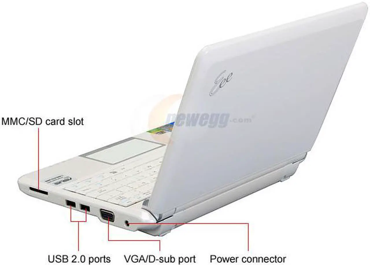 Alt view image 4 of 18 - ASUS Eee PC 901 XP - Pearl White NetBook Intel Atom 8.9" Wide SVGA 1GB Memory 12GB SSD Integrated Graphics