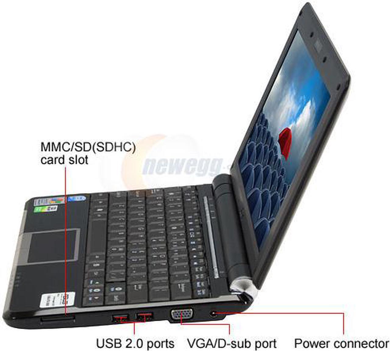 Alt view image 2 of 18 - ASUS Eee PC Eee PC 1000H 80G Fine Ebony Intel Atom 10.0" WSVGA 1GB Memory 80GB HDD NetBook