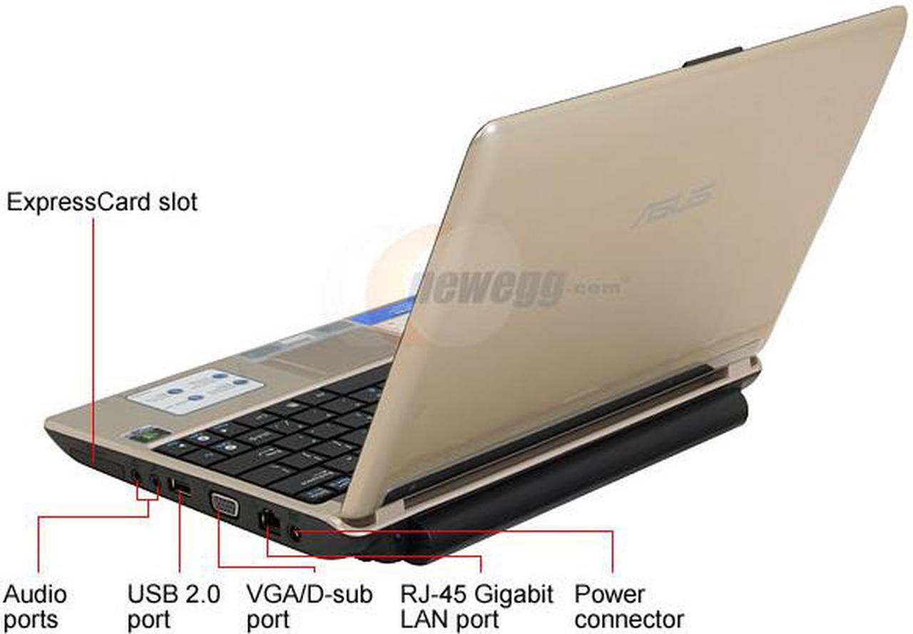 Alt view image 3 of 18 - ASUS Laptop N10 Series Intel Atom N270 2GB Memory 320GB HDD NVIDIA GeForce 9300M GS 10.2" Windows Vista Business with XP Professional downgrade N10J-A2