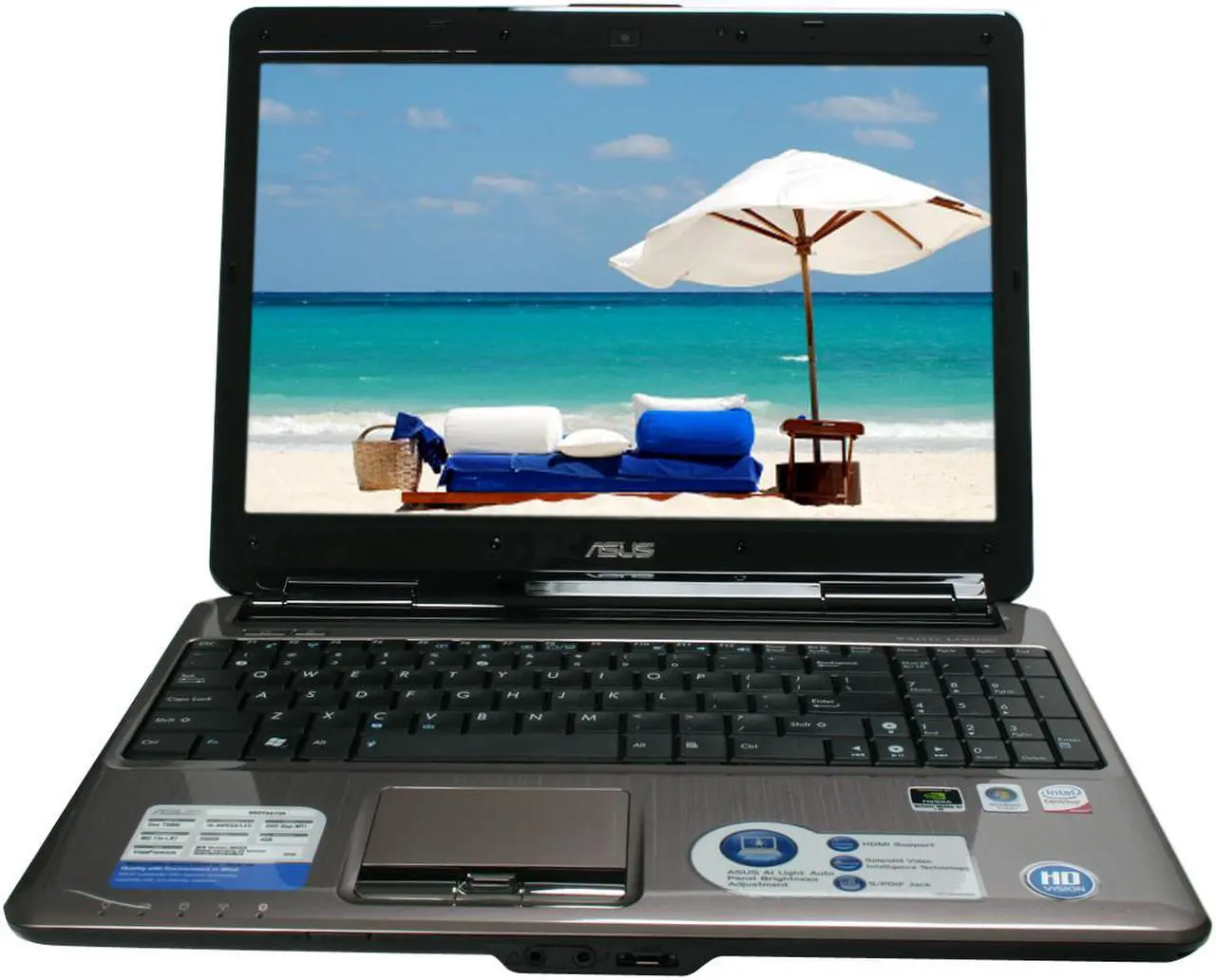 Alt view image 8 of 20 - ASUS Laptop Intel Core 2 Duo T5800 4GB Memory 250GB HDD NVIDIA GeForce 9650M GT 15.4" Windows Vista Home Premium N50Vn-A1B