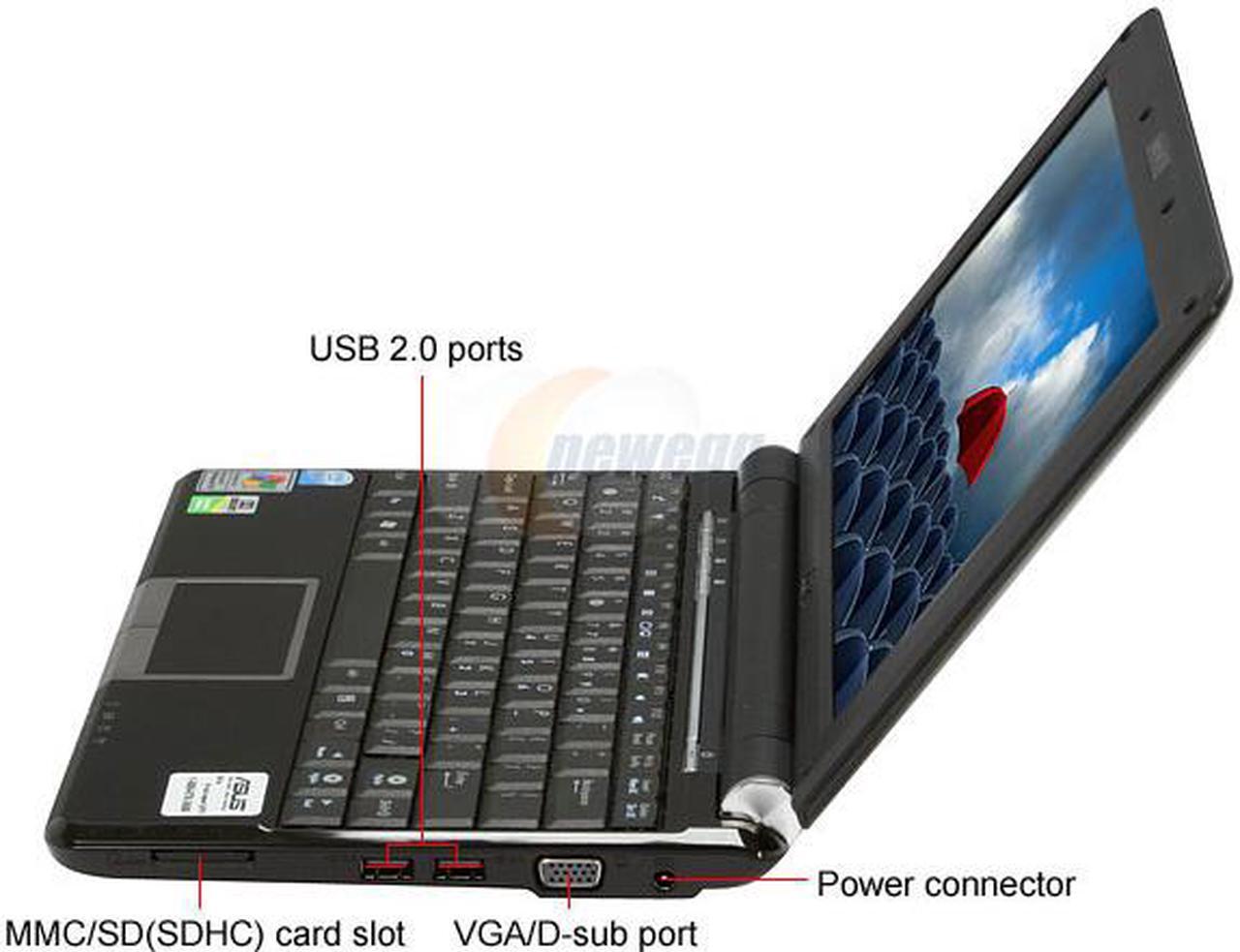 Alt view image 2 of 18 - ASUS Eee PC EPC1000HA-BLK001X Black Intel Atom N270(1.60 GHz) 10.0" WSVGA 1GB Memory 160GB HDD NetBook