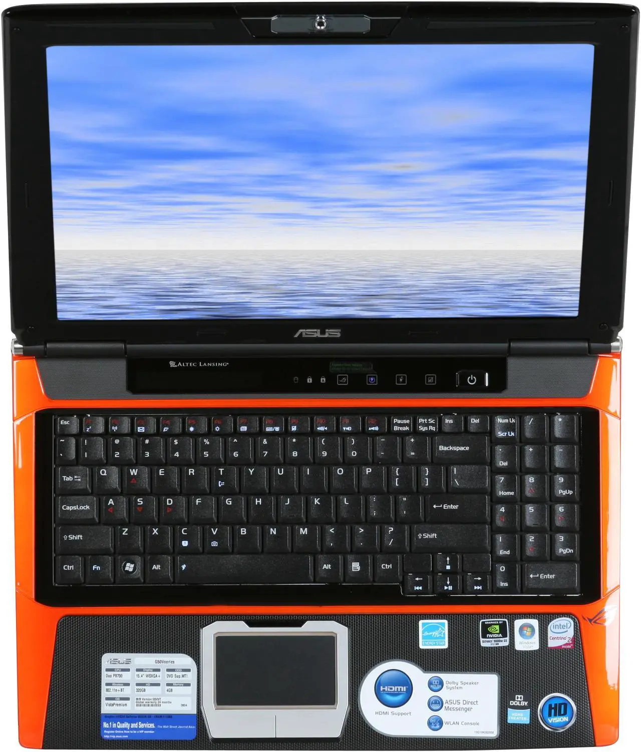 Alt view image 7 of 11 - ASUS Laptop G Series Intel Core 2 Duo P8700 4GB Memory 320GB HDD NVIDIA GeForce 9800M GS 15.4" Windows Vista Home Premium G50VT-X6