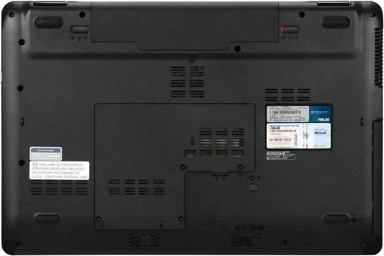 Alt view image 7 of 8 - ASUS Laptop K72 Series Intel Core i3-350M 4GB Memory 500GB HDD Intel HD Graphics 17.3" Windows 7 Home Premium 64-bit K72F-A1