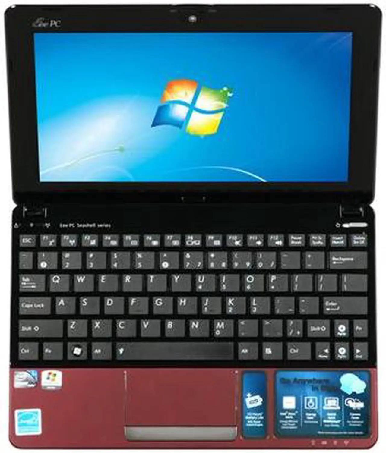 Alt view image 5 of 7 - ASUS Eee PC 1015PED-PU17-RD Red Intel Atom N475(1.83 GHz) 10.1" WSVGA 1GB Memory 250GB HDD Netbook