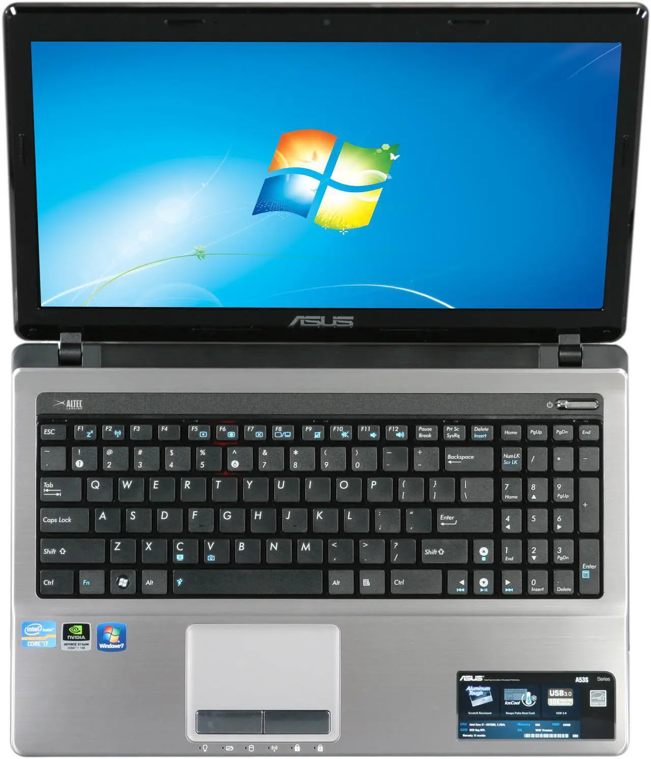 Alt view image 6 of 8 - ASUS Laptop Intel Core i7-2670QM 6GB Memory 640GB HDD NVIDIA GeForce GT 540M 15.6" Windows 7 Home Premium 64-Bit A53SV-EH71