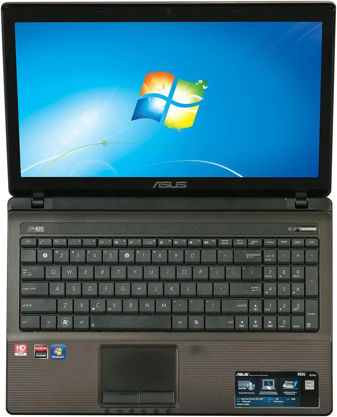 Alt view image 6 of 8 - ASUS Laptop X53 Series AMD C-50 3GB Memory 320GB HDD AMD Radeon HD 6250 15.6" Windows 7 Home Premium 64-Bit X53U-XR1
