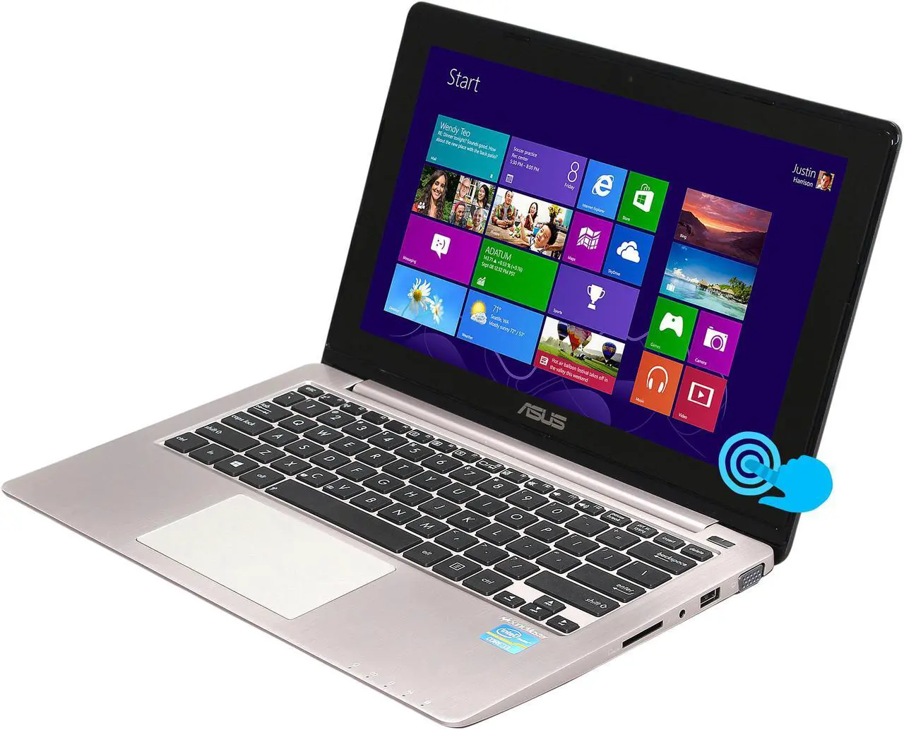 Main image of ASUS VivoBook X202E-DH31T 11.6" Touchscreen Notebook Intel Core i3 3217U 4GB 500 GB HDD Intel HD Graphics 4000