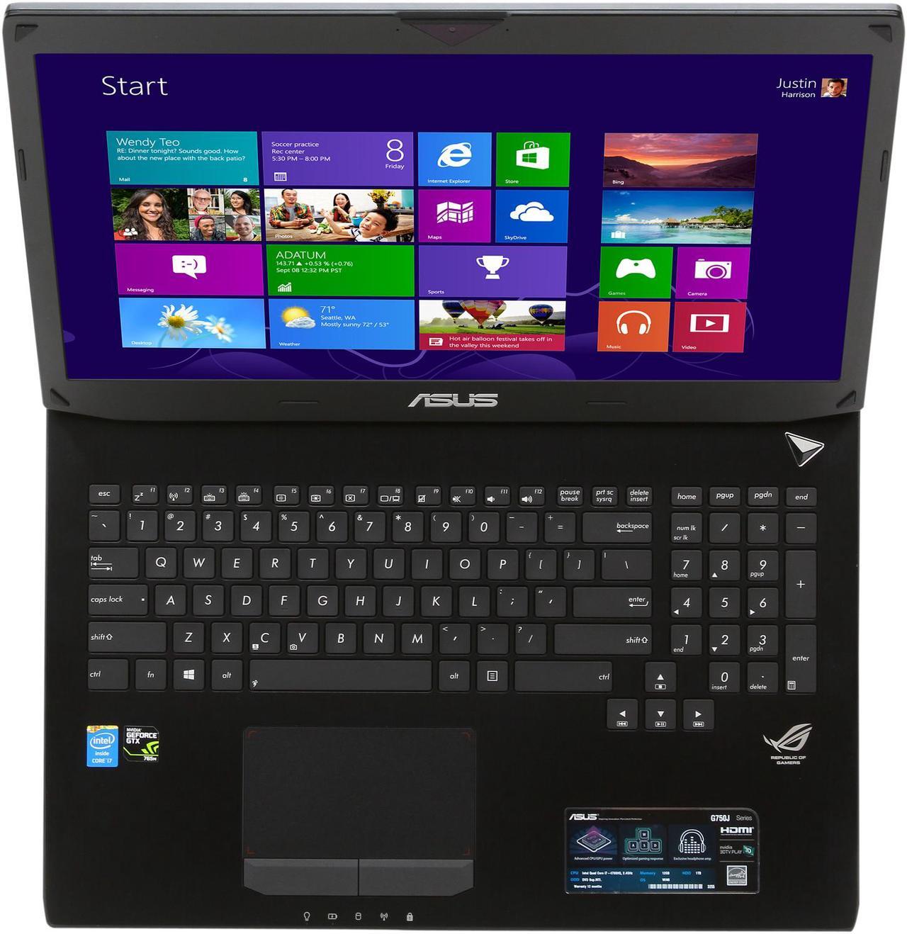Alt view image 6 of 8 - ASUS ROG G750 Series G750JW-DB71 Laptop Intel Core i7 4700HQ (2.40GHz) 12GB Memory 1TB HDD NVIDIA GeForce GTX 765M 2GB GDDR5 17.3" Windows 8 64-Bit