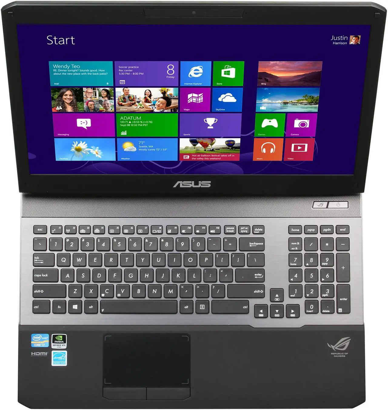 Alt view image 6 of 8 - ASUS Certified Refurbished Notebook (B Grade: Scratch and Dent) Intel Core i7-4500U 8GB Memory 1TB HDD NVIDIA GeForce GT 745M 15.6" Touch Screen Windows 8 64-Bit ASQ550LF-BBI7T07-B