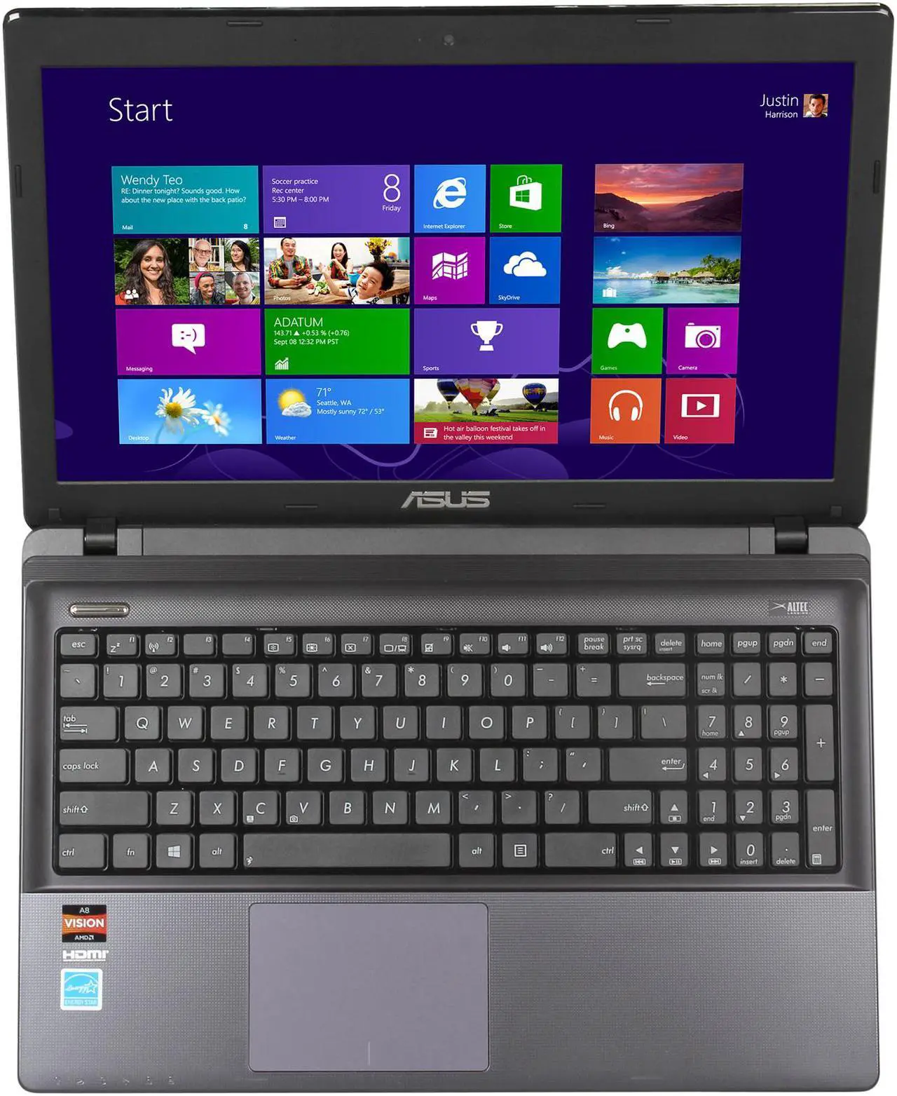 Alt view image 6 of 8 - ASUS Laptop AMD A8-4500M 4GB Memory 500GB HDD AMD Radeon HD 7640G 15.6" Windows 8 64-bit K55N-SA80403V