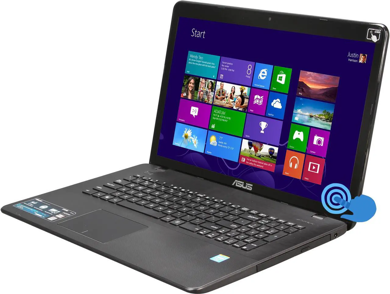 Main image of ASUS Laptop Intel Celeron N2930 8GB Memory 1TB HDD Intel HD Graphics 17.3" Touch Screen Windows 8.1 64-bit X751MA-DH01TQ