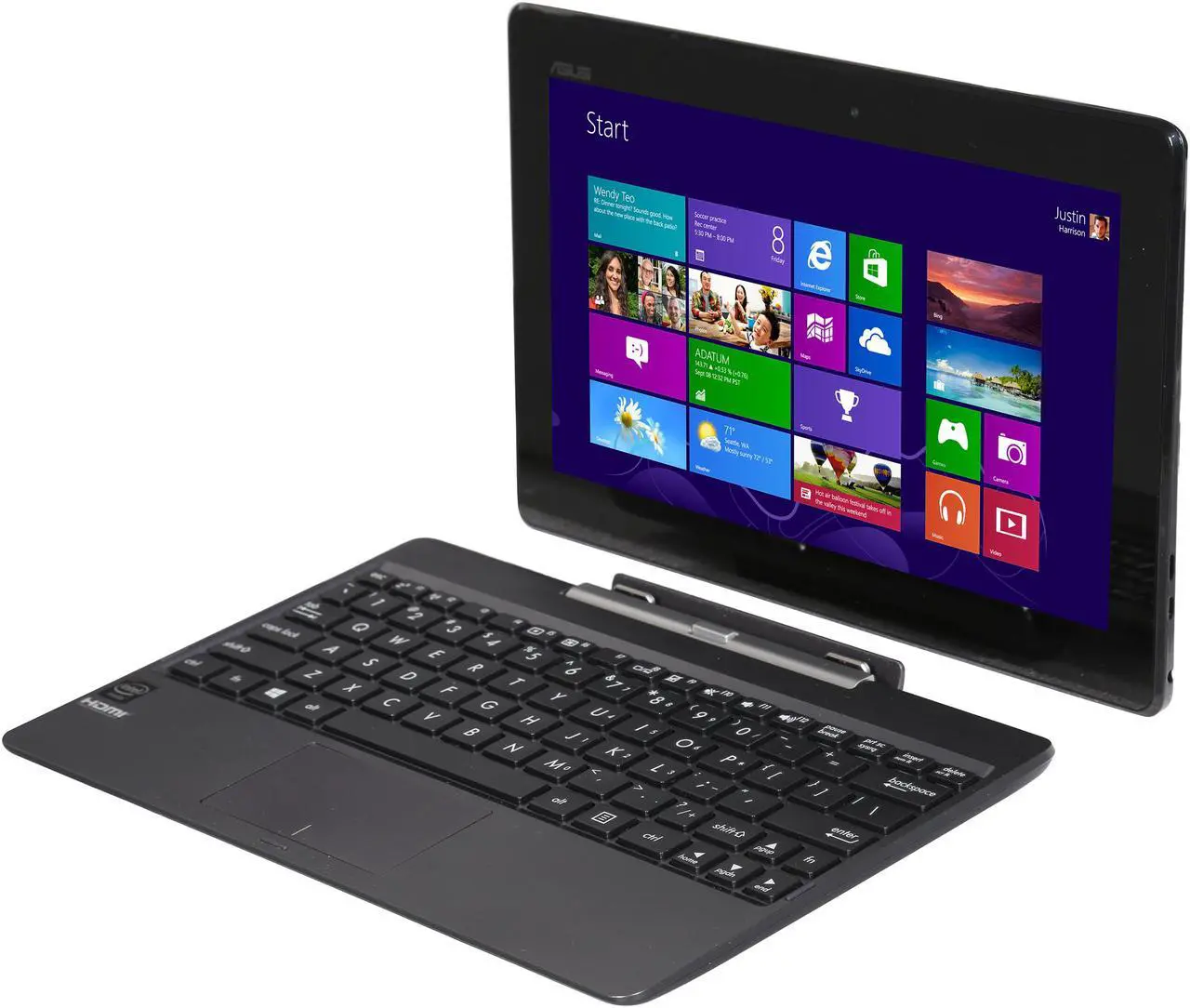 Main image of Asus Transformer Book T100 10.1" 2-in-1 Tablet with Dock, Quad Core Intel Atom Bay Trail Z3735F 1.33GHz (1.83GHz Burst), 2GB Memory, 32GB Storage, Windows 8.1, Certified Refurbished