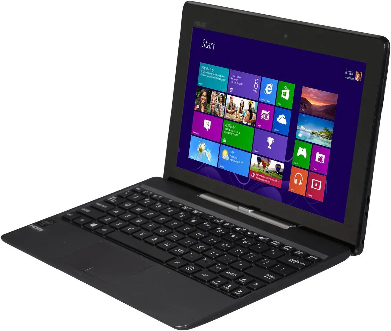 Alt view image 3 of 14 - Asus Transformer Book T100 10.1" 2-in-1 Tablet with Dock, Quad Core Intel Atom Bay Trail Z3735F 1.33GHz (1.83GHz Burst), 2GB Memory, 32GB Storage, Windows 8.1, Certified Refurbished
