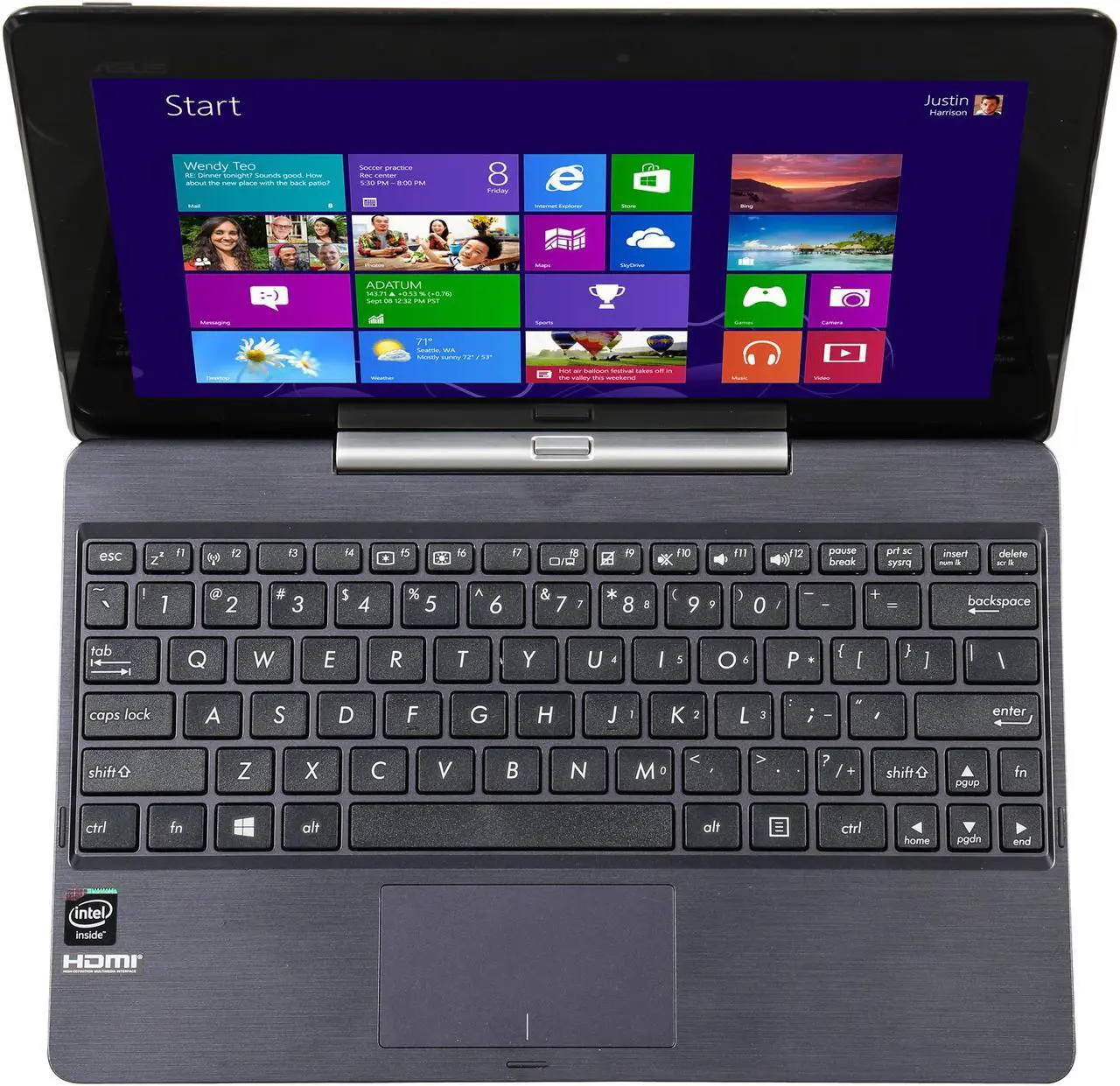 Alt view image 8 of 14 - Asus Transformer Book T100 10.1" 2-in-1 Tablet with Dock, Quad Core Intel Atom Bay Trail Z3735F 1.33GHz (1.83GHz Burst), 2GB Memory, 32GB Storage, Windows 8.1, Certified Refurbished