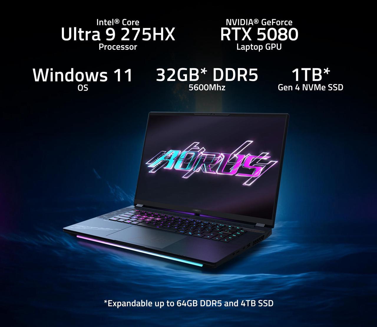 Alt view image 3 of 15 - GIGABYTE - AORUS MASTER 16 Gaming Laptop - 240Hz 2560x1600 OLED - NVIDIA GeForce RTX 5080 - Intel Core Ultra 9 275HX - 1TB SSD with 32GB DDR5 RAM - Windows 11 Home AD (AORUS MASTER 16 BYHC5USE64SH)