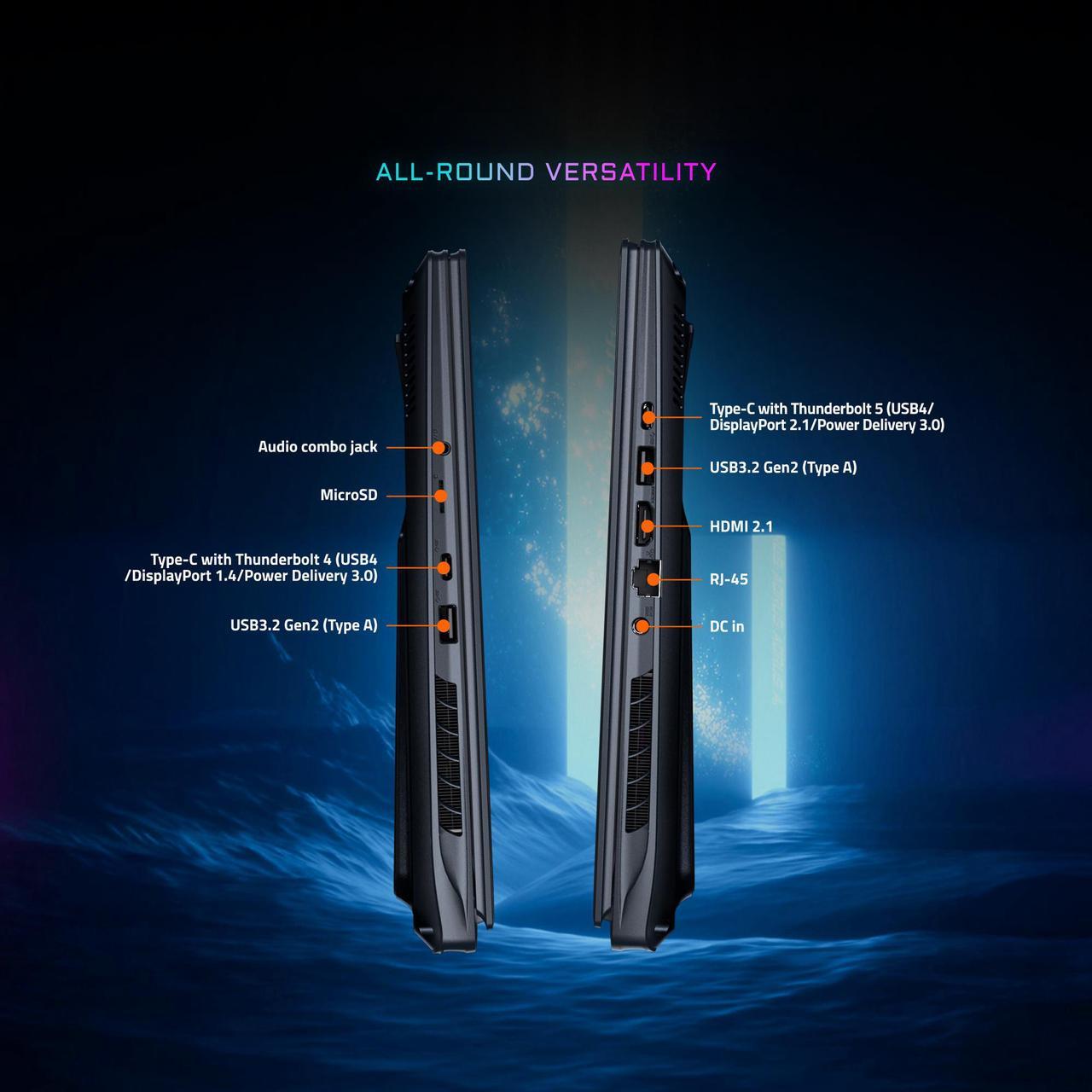 Alt view image 7 of 15 - GIGABYTE - AORUS MASTER 16 Gaming Laptop - 240Hz 2560x1600 OLED - NVIDIA GeForce RTX 5080 - Intel Core Ultra 9 275HX - 1TB SSD with 32GB DDR5 RAM - Windows 11 Home AD (AORUS MASTER 16 BYHC5USE64SH)
