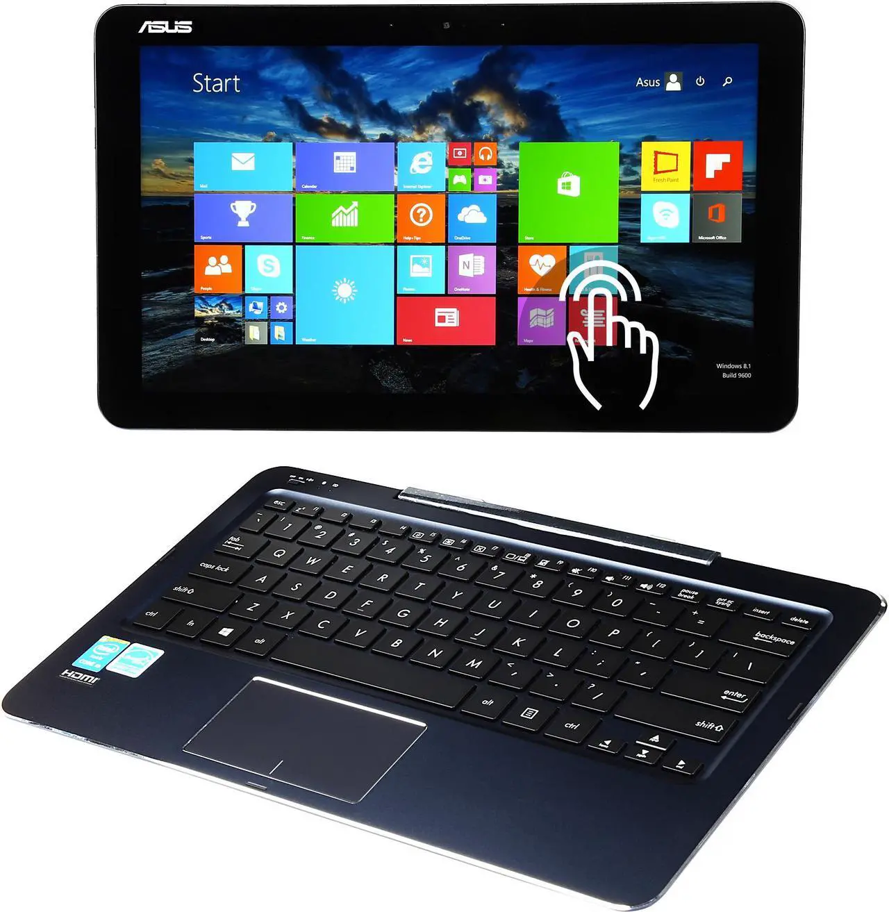 Main image of ASUS Transformer Book Intel Core M-5Y10 4 GB LPDDR3 Memory Intel HD Graphics 5300 12.5" 10-finger multi-touch 1920 x 1080 Detachable 2-in-1 Tablet Windows 8.1 64-Bit T300CHI-F1-DB(M)
