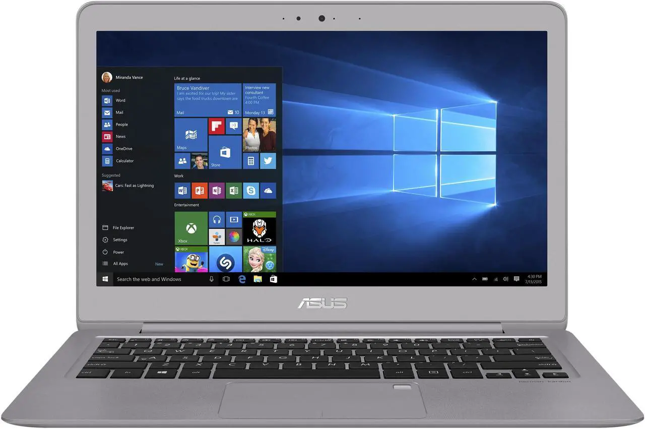 Alt view image 2 of 12 - ASUS Laptop Zenbook UX330UA-DS74 Intel Core i7 7th Gen 7500U (2.70 GHz) 16 GB Memory 512 GB SSD Intel HD Graphics 620 13.3" Windows 10 Home 64-Bit